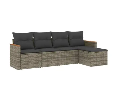 5-Daļīgs Dārza Dīvāna Komplekts Ar Matračiem, Pelēks Pe Pinums Vidaxl