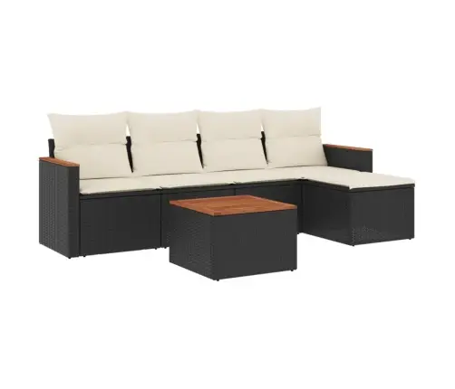 6-Daļīgs Dārza Dīvāna Komplekts, Matrači, Melna Pe Rotanpalma Vidaxl