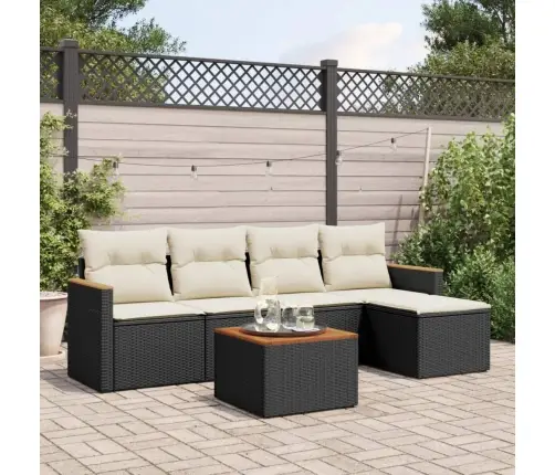 6-Daļīgs Dārza Dīvāna Komplekts, Matrači, Melna Pe Rotanpalma Vidaxl