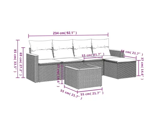 6-Daļīgs Dārza Dīvāna Komplekts, Matrači, Bēša Pe Rotangpalma Vidaxl