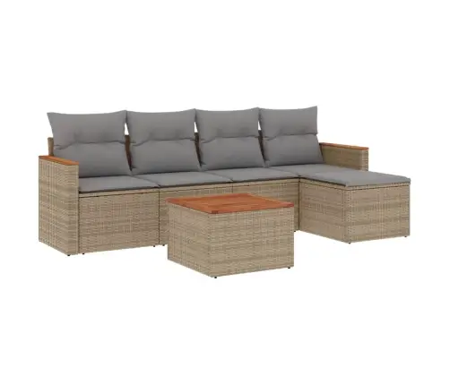 6-Daļīgs Dārza Dīvāna Komplekts, Matrači, Bēša Pe Rotangpalma Vidaxl