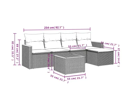 6-Daļīgs Dārza Dīvāna Komplekts, Matrači, Bēša Pe Rotangpalma Vidaxl