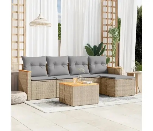 6-Daļīgs Dārza Dīvāna Komplekts, Matrači, Bēša Pe Rotangpalma Vidaxl