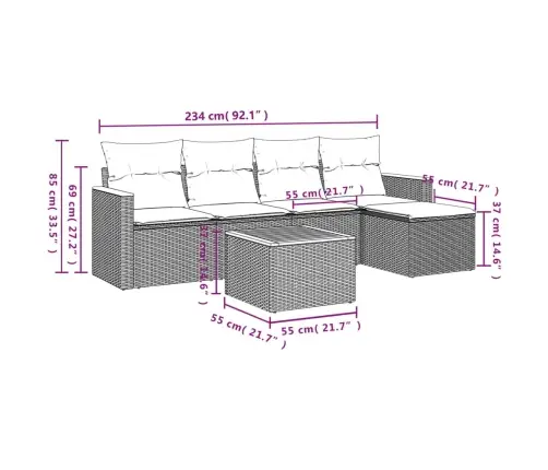 6-Daļīgs Dārza Dīvāna Komplekts Ar Matračiem, Pelēks Pe Pinums Vidaxl