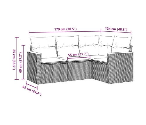 4-Osaline Aiadiivani Komplekt Patjadega, Must, Polürotang