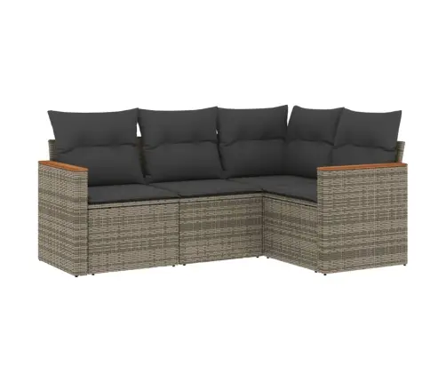 4-Osaline Aiamööbli Komplekt Patjadega, Hall, Polürotang