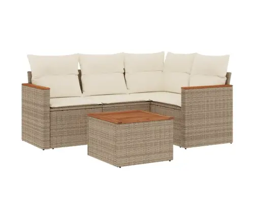 5-Daļīgs Dārza Dīvāna Komplekts, Matrači, Bēša Pe Rotangpalma Vidaxl