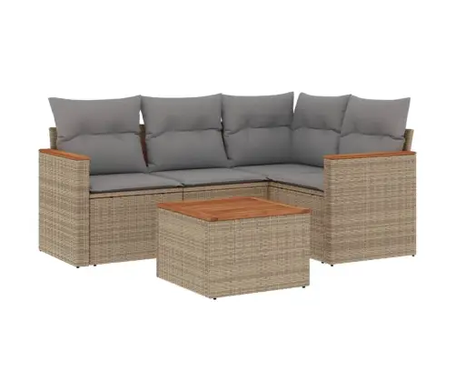 5-Daļīgs Dārza Dīvāna Komplekts, Matrači, Bēša Pe Rotangpalma Vidaxl