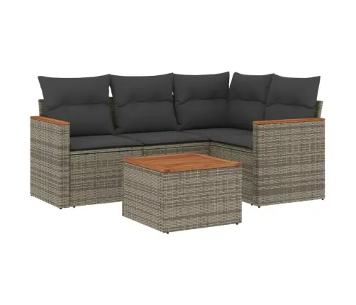 5-Daļīgs Dārza Dīvāna Komplekts Ar Matračiem, Pelēks Pe Pinums Vidaxl