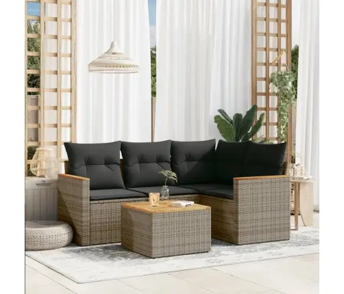 5-Daļīgs Dārza Dīvāna Komplekts Ar Matračiem, Pelēks Pe Pinums Vidaxl