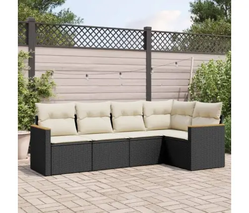 5-Daļīgs Dārza Dīvāna Komplekts Ar Matračiem, Pe Rotangpalma Vidaxl