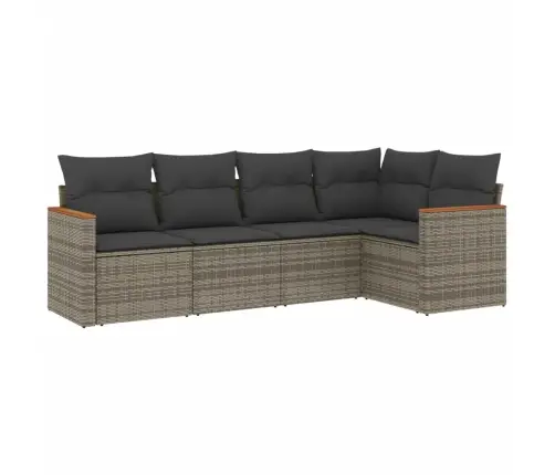 Sofos Komplektas Su Pagalvėlėmis, 5 Dalių, Pilkas, Poliratanas