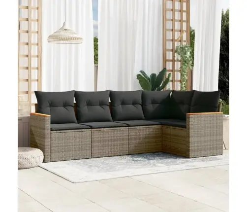 Sofos Komplektas Su Pagalvėlėmis, 5 Dalių, Pilkas, Poliratanas