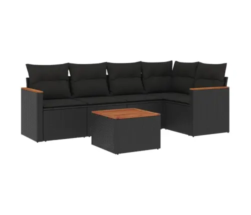 6-Daļīgs Dārza Dīvāna Komplekts, Matrači, Melna Pe Rotanpalma Vidaxl