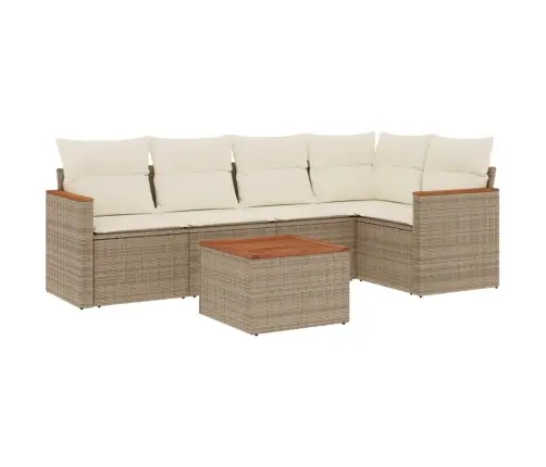 6-Daļīgs Dārza Dīvāna Komplekts, Matrači, Bēša Pe Rotangpalma Vidaxl