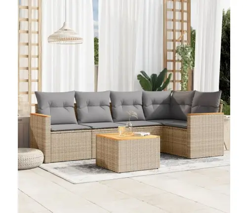 6-Daļīgs Dārza Dīvāna Komplekts, Matrači, Bēša Pe Rotangpalma Vidaxl