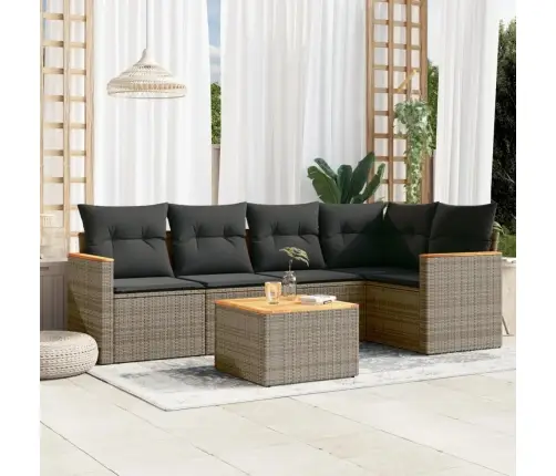 6-Daļīgs Dārza Dīvāna Komplekts Ar Matračiem, Pelēks Pe Pinums Vidaxl