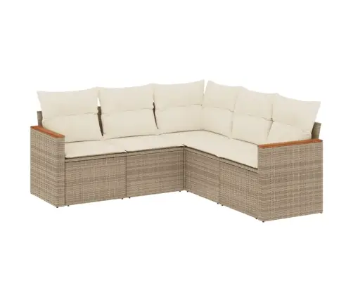 Sofos Komplektas Su Pagalvėlėmis, 5 Dalių, Smėlio, Poliratanas