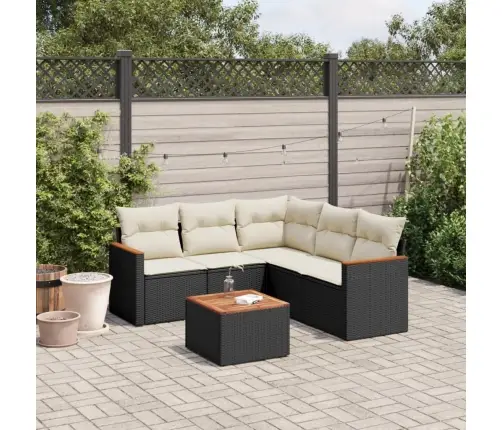 6-Daļīgs Dārza Dīvāna Komplekts, Matrači, Melna Pe Rotanpalma Vidaxl