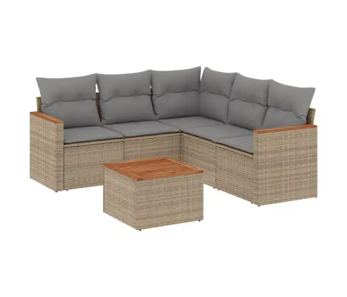 6-Daļīgs Dārza Dīvāna Komplekts, Matrači, Bēša Pe Rotangpalma Vidaxl