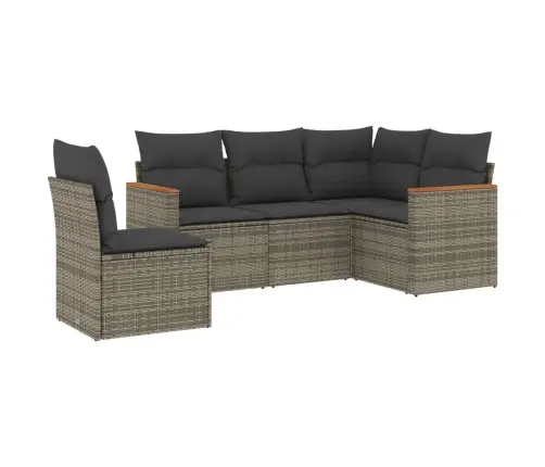 5-Daļīgs Dārza Dīvāna Komplekts Ar Matračiem, Pelēks Pe Pinums Vidaxl