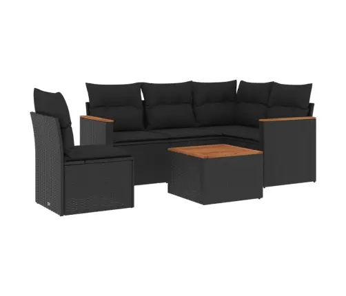 6-Daļīgs Dārza Dīvāna Komplekts, Matrači, Melna Pe Rotanpalma Vidaxl