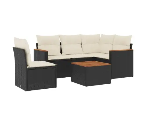 6-Daļīgs Dārza Dīvāna Komplekts, Matrači, Melna Pe Rotanpalma Vidaxl