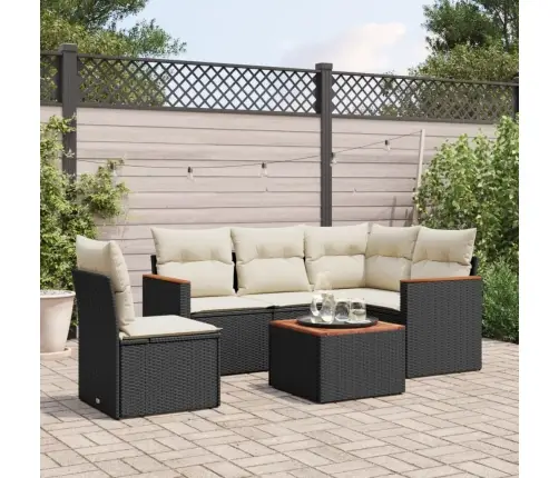 6-Daļīgs Dārza Dīvāna Komplekts, Matrači, Melna Pe Rotanpalma Vidaxl