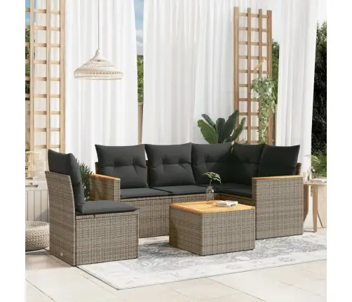 6-Daļīgs Dārza Dīvāna Komplekts Ar Matračiem, Pelēks Pe Pinums Vidaxl