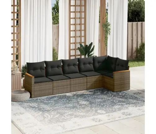 Sofos Komplektas Su Pagalvėlėmis, 6 Dalių, Pilkas, Poliratanas