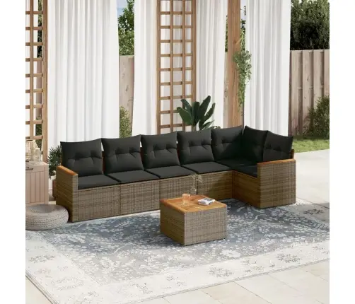 7-Daļīgs Dārza Dīvāna Komplekts, Matrači, Pelēka Pe Rotangpalma Vidaxl