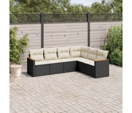 6-Daļīgs Dārza Dīvāna Komplekts, Matrači, Melna Pe Rotanpalma Vidaxl