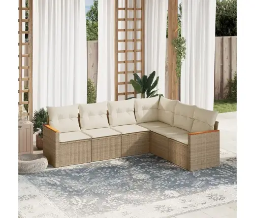 Sofos Komplektas Su Pagalvėlėmis, 6 Dalių, Smėlio, Poliratanas