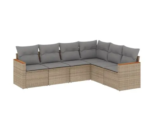 6-Daļīgs Dārza Dīvāna Komplekts, Matrači, Bēša Pe Rotangpalma Vidaxl