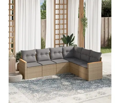 6-Daļīgs Dārza Dīvāna Komplekts, Matrači, Bēša Pe Rotangpalma Vidaxl