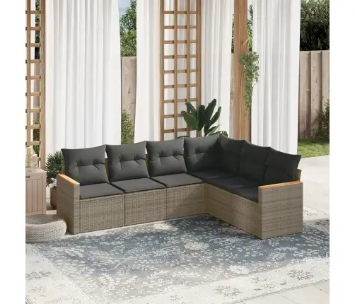 6-Daļīgs Dārza Dīvāna Komplekts Ar Matračiem, Pelēks Pe Pinums Vidaxl