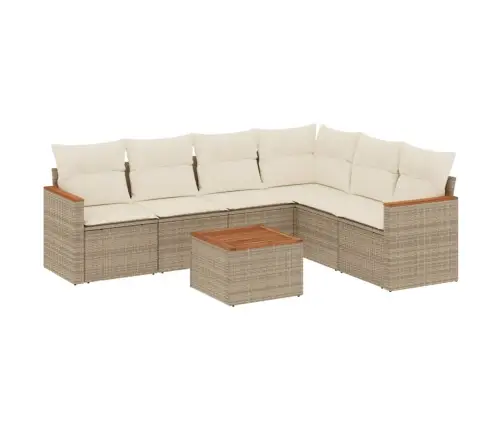 Sofos Komplektas Su Pagalvėlėmis, 7 Dalių, Smėlio, Poliratanas