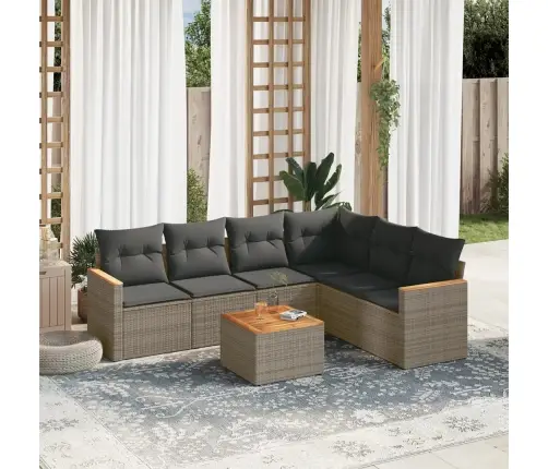 7-Daļīgs Dārza Dīvāna Komplekts, Matrači, Pelēka Pe Rotangpalma Vidaxl