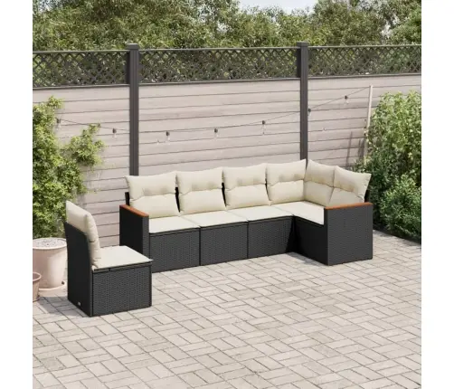 6-Daļīgs Dārza Dīvāna Komplekts, Matrači, Melna Pe Rotanpalma Vidaxl