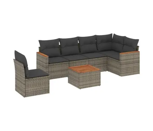 7-Daļīgs Dārza Dīvāna Komplekts, Matrači, Pelēka Pe Rotangpalma Vidaxl