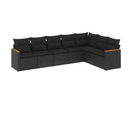 7-Daļīgs Dārza Dīvāna Komplekts Ar Matračiem, Melna Pe Vidaxl