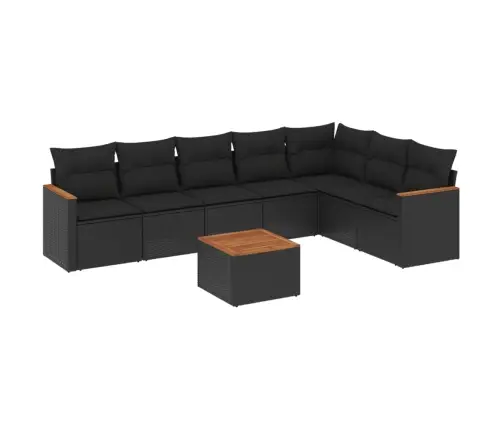 8-Daļīgs Dārza Dīvāna Komplekts, Matrači, Melna Pe Rotangpalma Vidaxl