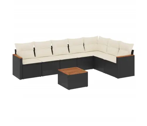 Sofos Komplektas Su Pagalvėlėmis, 8 Dalių, Juodas, Poliratanas