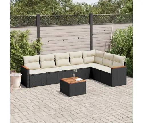 Sofos Komplektas Su Pagalvėlėmis, 8 Dalių, Juodas, Poliratanas