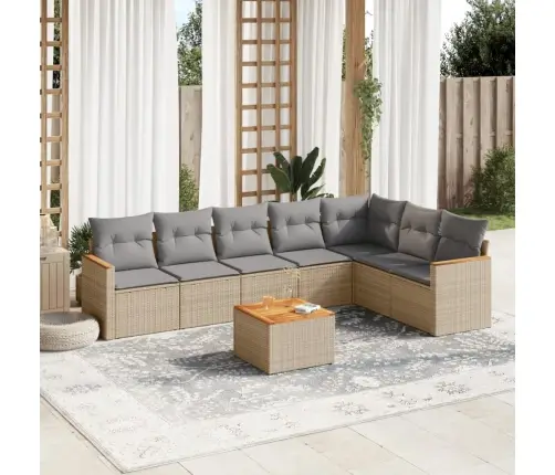 Sofos Komplektas Su Pagalvėlėmis, 8 Dalių, Smėlio, Poliratanas