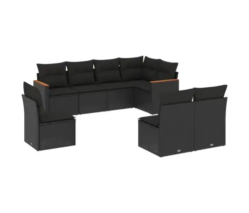 8-Osaline Aiadiivani Komplekt Patjadega, Must, Polürotang