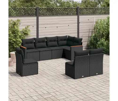 8-Osaline Aiadiivani Komplekt Patjadega, Must, Polürotang