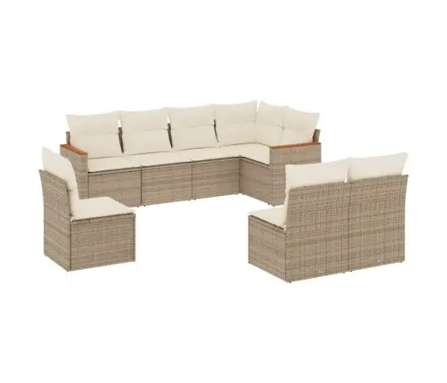 8-Daļīgs Dārza Dīvāna Komplekts, Matrači, Bēša Pe Rotangpalma Vidaxl 8-Daļīgs Dārza Dīvāna Komplekts, Matrači, Bēša Pe Rotangpalma Vidaxl