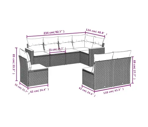 8-Daļīgs Dārza Dīvāna Komplekts, Matrači, Bēša Pe Rotangpalma Vidaxl 8-Daļīgs Dārza Dīvāna Komplekts, Matrači, Bēša Pe Rotangpalma Vidaxl