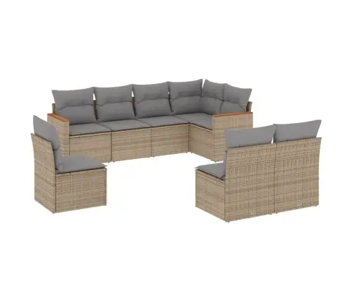 8-Daļīgs Dārza Dīvāna Komplekts, Matrači, Bēša Pe Rotangpalma Vidaxl